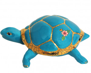 I Love Longwy - Turquoise and Golden Turtle